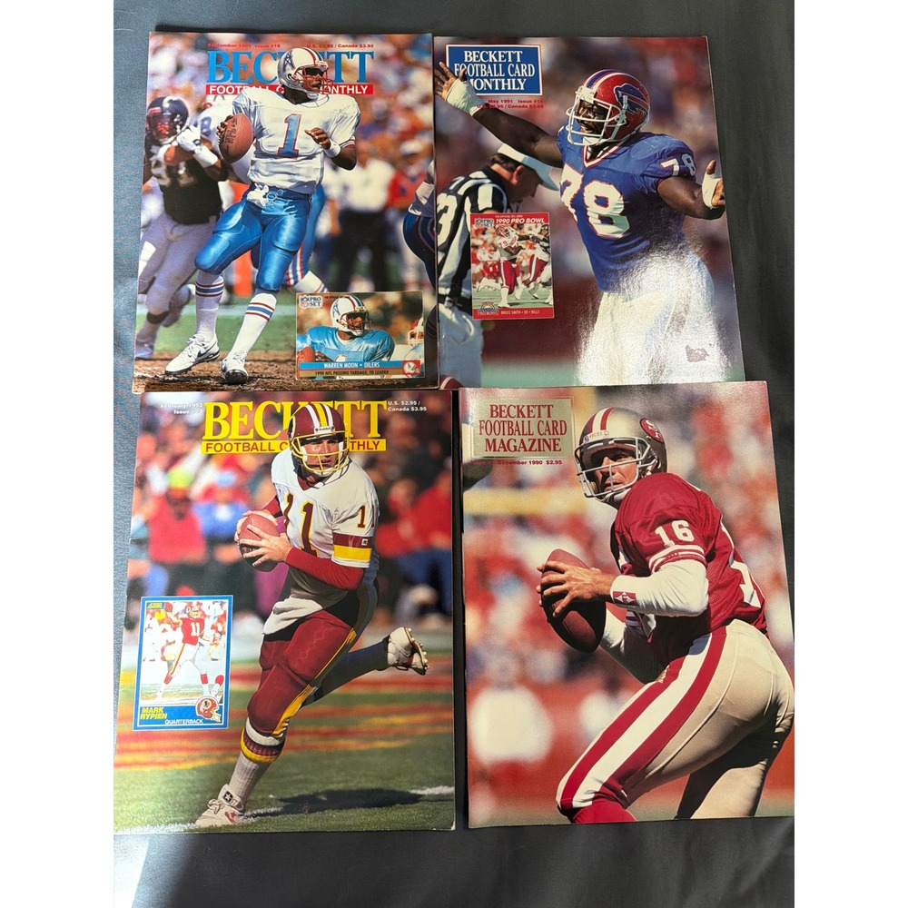 Vintage Beckett Football Card Monthly Magazine Lot 1990-1992 Montana Moon Smith